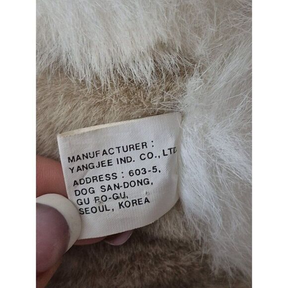 14" vintage Korea Yangjee GRAY TAN WHITE BUNNY RABBIT plush stuffed - Picture 9 of 9